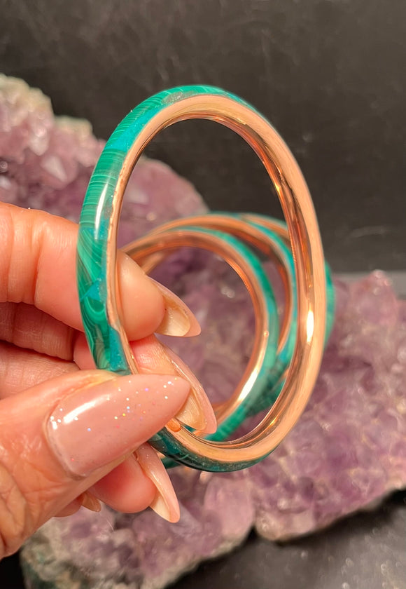 malachite bangle copper inlaid  bracelet