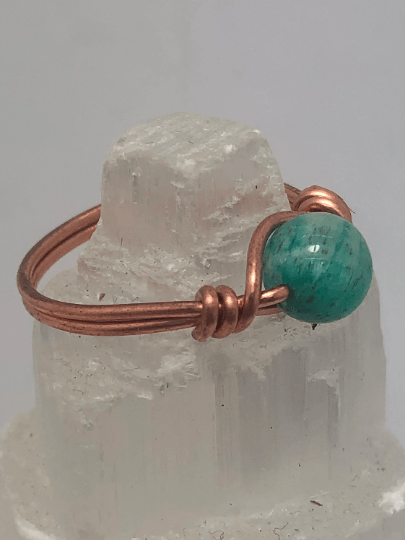 Amazonite Copper Bead Ring - Infinite Treasures, LLC