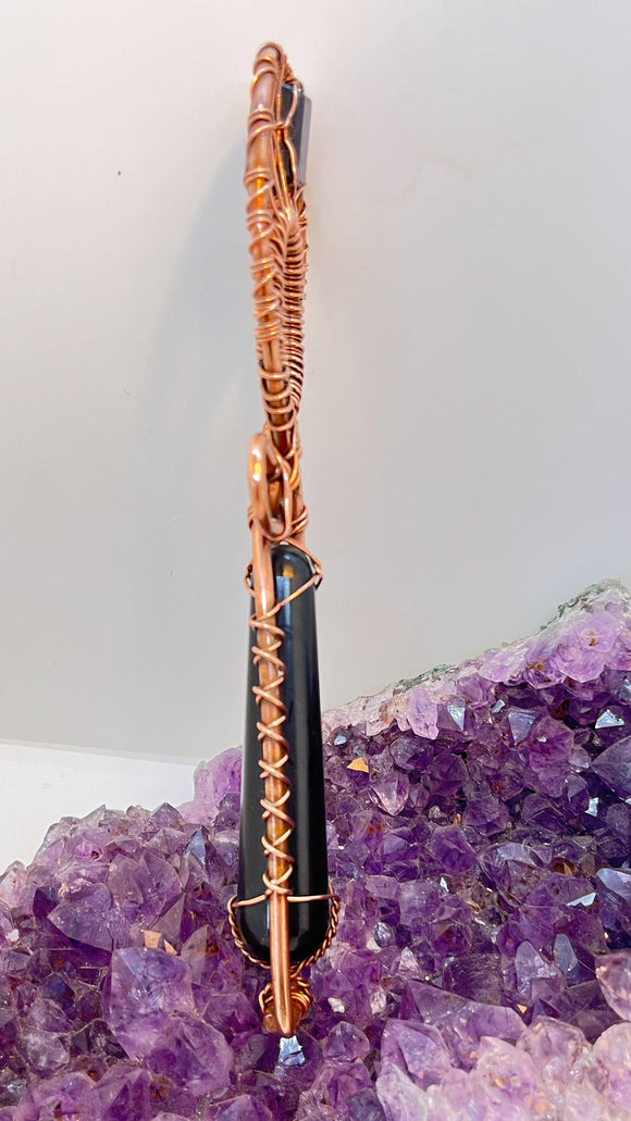 Black Tourmaline Crystal Healing EMF Protection Copper Handheld  Ankh - Infinite Treasures, LLC