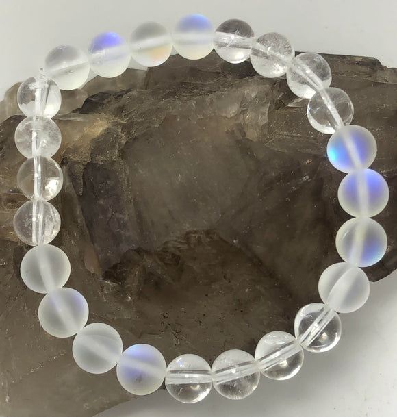 Aura Glass Beads Stretchy Bracelet - Infinite Treasures, LLC