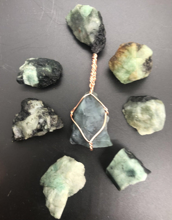Natural Rough Emerald Crystal Copper Pendant Necklace - Infinite Treasures, LLC