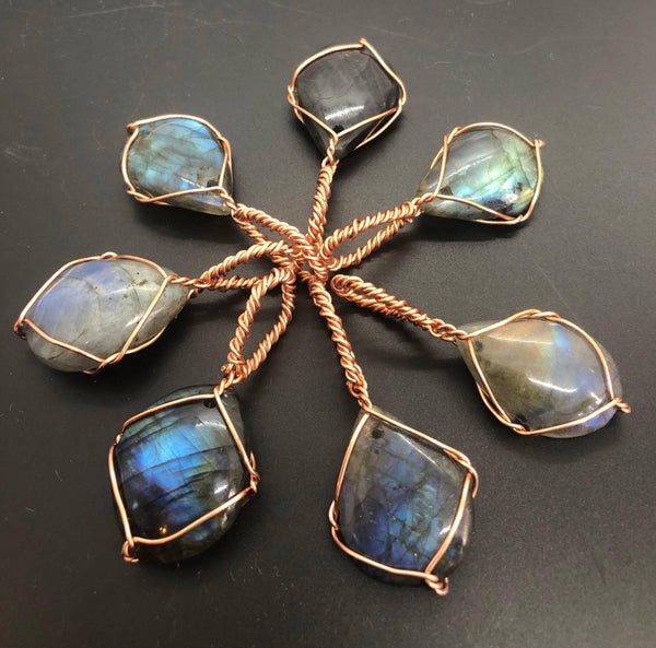 Natural Labradorite Crystal Copper Pendant - Infinite Treasures, LLC