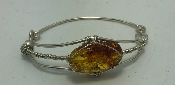 Baltic Amber Silver Wirewrapped bracelet - Infinite Treasures, LLC