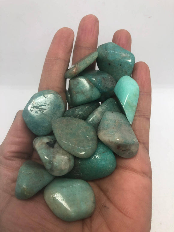 Amazonite 1-1 1/2 inch polished Trumble Stones Crystal - Infinite Treasures, LLC