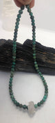 16 Inch  African Turquoise Beaded necklace with Moroccan Herkimer Diamond - Infinite Treasures, LLC