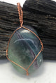 Fluorite polished Trumble Stone Crystal copper or brass Wirewrapped pendant - Infinite Treasures, LLC
