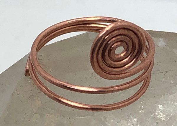 Adjustable Spiral Toe Ring Lock Adornment Copper or Brass Handmade - Infinite Treasures, LLC