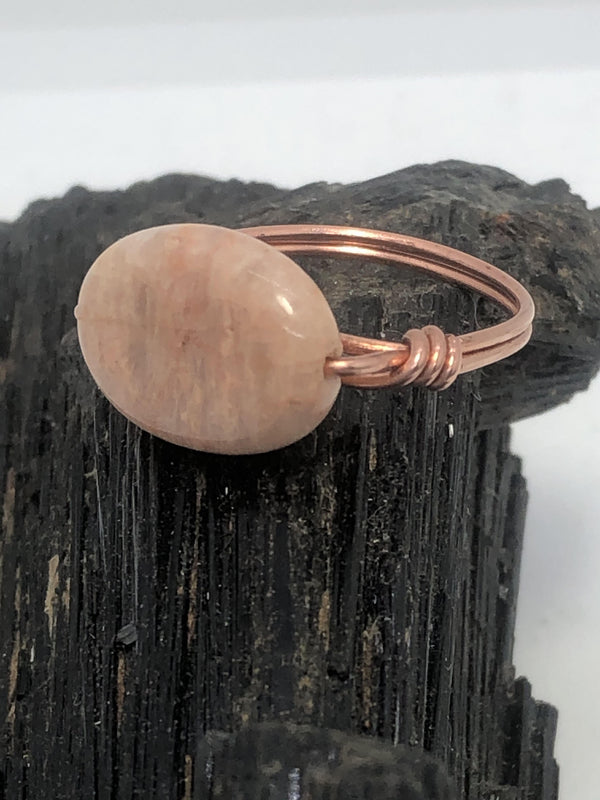 Moonstone Copper Bead Ring - Infinite Treasures, LLC