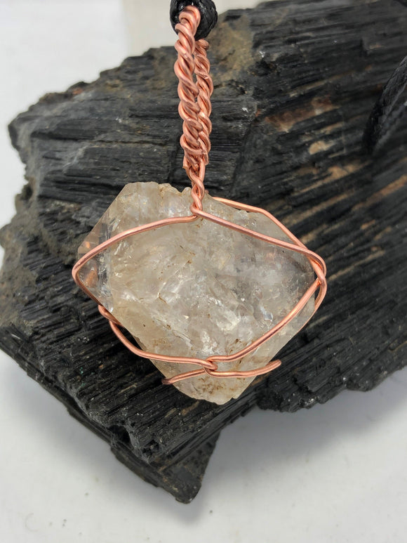 herkimer, diamond, copper, crystal, pendant