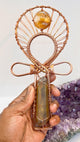 Double Terminated Namibian Smoky Citrine and Golden Healer Handheld Ankh - Infinite Treasures, LLC
