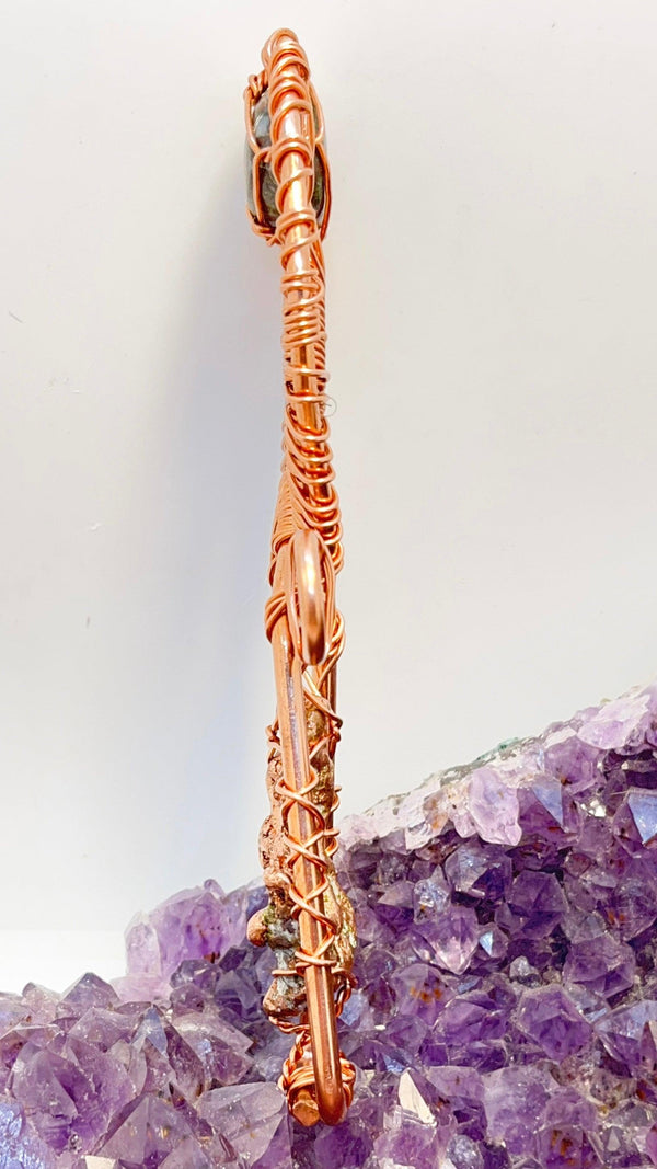 Copper Nugget with Peridot/Copper Tumble Stone POCKET Ankh - Infinite Treasures, LLC