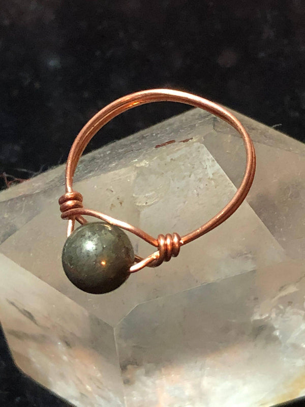 Pyrite Copper Bead Ring - Infinite Treasures, LLC