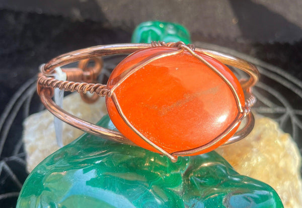 Red Jasper Copper Bracelet Wirewrapped - Infinite Treasures, LLC
