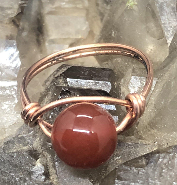 Carnelian Copper Bead Ring - Infinite Treasures, LLC