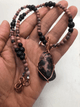20 inch Rhodonite and Black Tourmaline Beaded necklace - Infinite Treasures, LLC