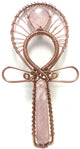 Rose Quartz Wand and Heart Copper POCKET Ankh - Infinite Treasures, LLC