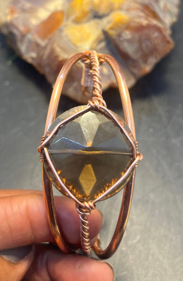 Smoky Quartz Crystal Copper Wirewrapped Bracelet - Infinite Treasures, LLC