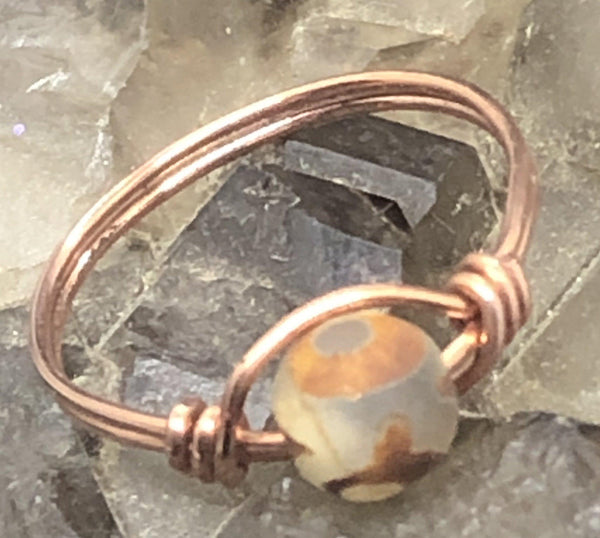 Tibetan Evil Eye Agate Copper Bead Ring - Infinite Treasures, LLC
